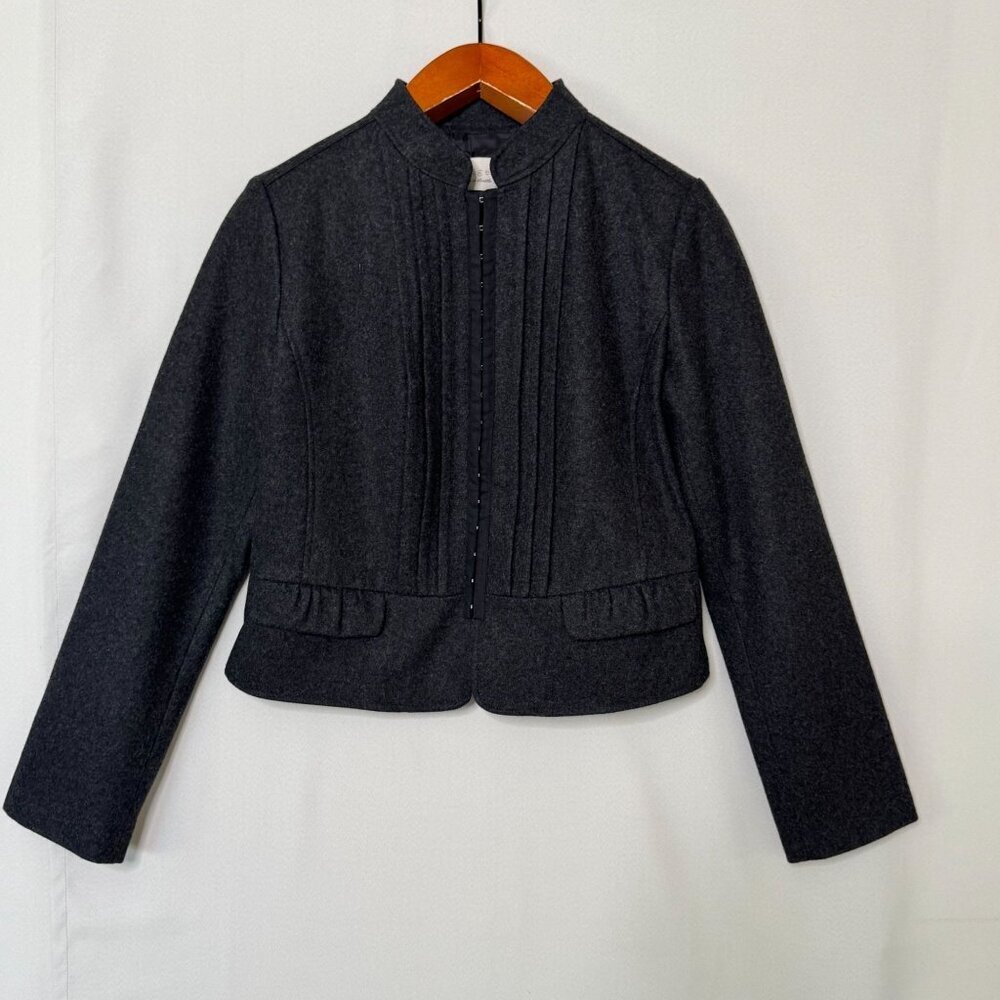 Vintage Y2K Hinge Gary Felted Wool Blend Standing Collar Peplum Ruffle Blazer XL